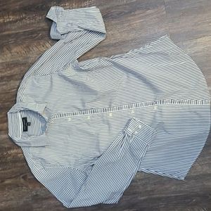 Banana Republic long button up, gray and white dress shirt size 14